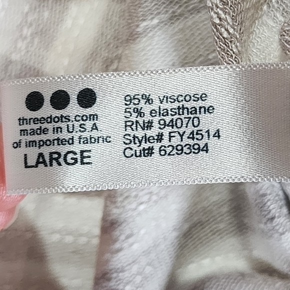 Three Dots Off Shoulder Striped Bell Sleeve Top Size L Beige White Casual - Picture 6 of 6